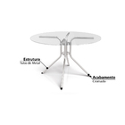 Mesa Redonda Tubular Ural Crome Com Tampo De Vidro - Cromado