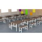 Mesa Refeitório 4 Lugares Com 2 Bancos Metal Wood Design Carv