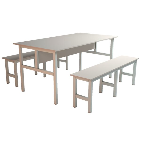 Mesa Refeitório 6 Lugares com 2 Bancos Metal Wood Design Cris