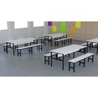 Mesa Refeitório 8 Lugares com 2 Bancos Metal Wood Design Cris