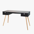 Mesa Reta 120cm Pé Palito Mart Home Mh11p 02 Gavetas Preta