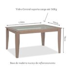 Mesa Retangular 6 Lugares Com Tampo De Vidro Canadá Cappuccino