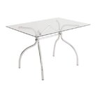 Mesa Retangular Com Tampo De Vidro 4025  Cromado