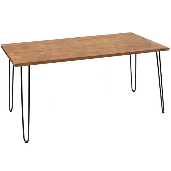 Mesa Retangular Hairpin - 80 X 160 Cm - Tampo De Madeira Escu