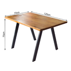 Mesa Retangular Leo Madeira Maciça C/ Pés Preto 1,20m