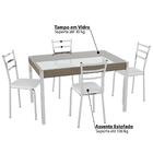 Mesa Retangular Tampo De Vidro Cj26 C/ 4 Cadeiras - Cromado/b