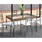 Mesa Retangular Tampo De Vidro Cj26 C/ 4 Cadeiras - Cromado/b