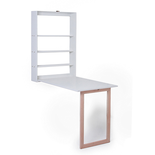 Mesa Retrátil De Parede Com Organizador Madeira E Mdf Branco/