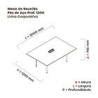 Mesa Reunião 200cm X 120cm Mrcpb2012 Cinza/preto