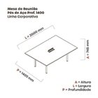 Mesa Reunião 200cm X 140cm Mrcpb2014 Preto/cinza