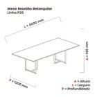 Mesa Reunião 2600x1200mm Mr2600p25tub Grafito/branco