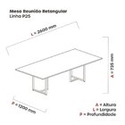 Mesa Reunião 2600x1200mm Mr2600p25tub Grafito/preto