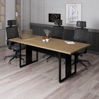 Mesa Reunião 6 Lugares Pé Painel 200x90cm Amadeirado Claro/pr