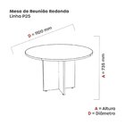 Mesa Reunião Redonda Mrr1100p25pp Grafito/branco