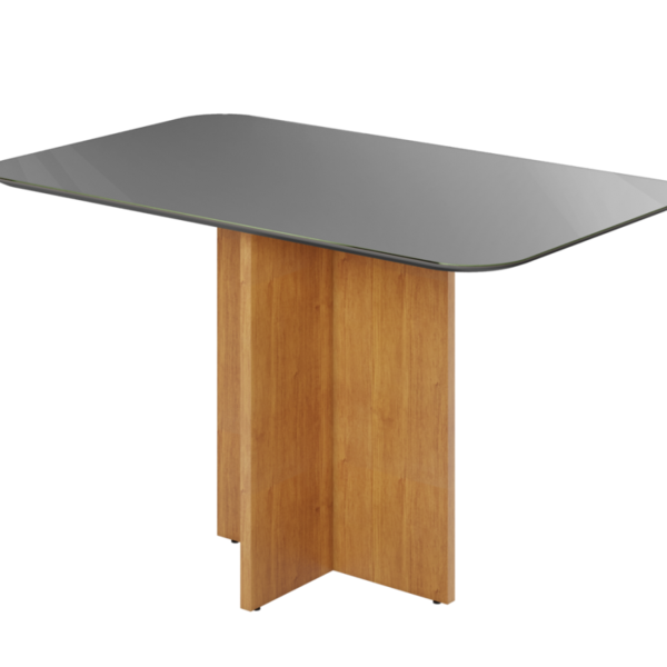 Mesa Robusta Candian 120cm Tampo Vidro Canto Copo Jcm Movelar