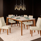 Mesa Rouge Tampo De Madeira Chanfrado Com Vidro Para 6 Lugare