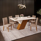 Mesa Rubi Retangular 6 Lugares 1700mm Tampo Chanfrado E Vidro