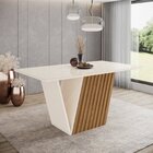 Mesa Rubia Para 6 Lugares Tampo 160cm Canto Reto Com Vidro Of