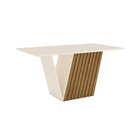 Mesa Rubia Para 6 Lugares Tampo 160cm Canto Reto Off White/na