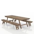 Mesa Rustica Com 2 Bancos Em Madeira  Marrom