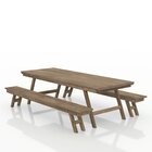Mesa Rustica Com 2 Bancos Em Madeira  Marrom