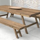 Mesa Rustica Com 2 Bancos Em Madeira  Marrom