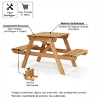 Mesa Rústica Em Madeira Maciça Para Jardim Com 2 Bancos Dobrá