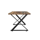 Mesa Rústica Envelhecida 90x100cm com Base X Preta