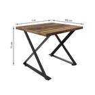 Mesa Rústica Envelhecida 90x100cm com Base X Preta