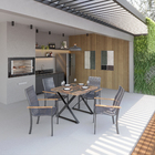 Mesa Rústica Envelhecida 90x100cm com Base X Preta