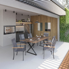 Mesa Rústica Envelhecida 90x200cm com Base X Preta