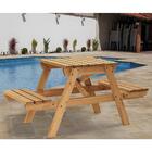 Mesa Rústica Forte Para Jardim Com 2 Bancos Em Madeira Maciça