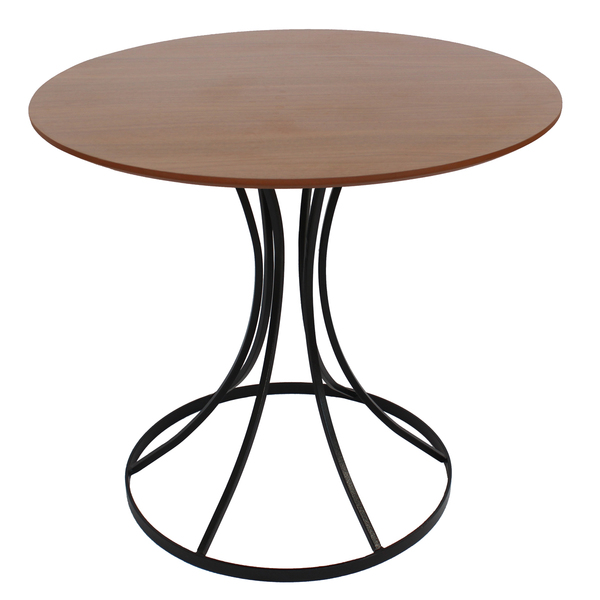 Mesa Saarinen Base Metal Preta Tampo 90cm Madeira Pau Ferro