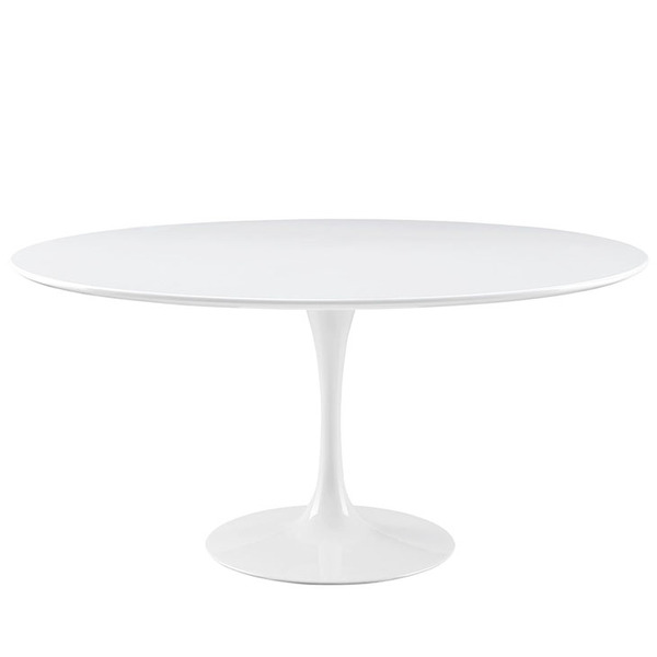 Mesa Saarinen Madeira Laq.branca Redonda 90cm Branco