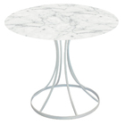 Mesa Saarinen Tampo 130cm Marmore Carrara Base Metal Branca