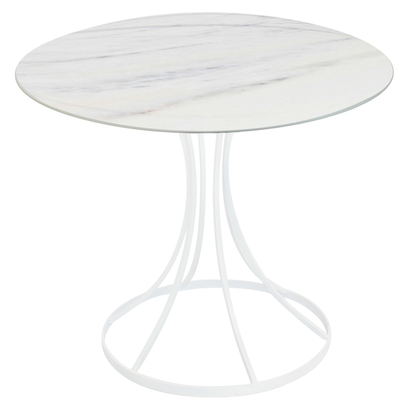 Mesa Saarinen Tampo 140cm Marmore Espirito Santo Base Metal B