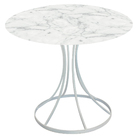 Mesa Saarinen Tampo 90cm Marmore Carrara Base Metal Branca