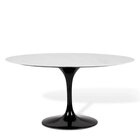 Mesa Saarinen Tulipa Oval Carrara 120x80cm Branco/preto