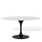 Mesa Saarinen Tulipa Oval Nanoglass 160x90cm Branco/preto