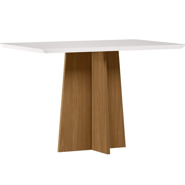 Mesa Sala De Jantar 120cm Tampo Mdf/vidro Anitta Ype/off White