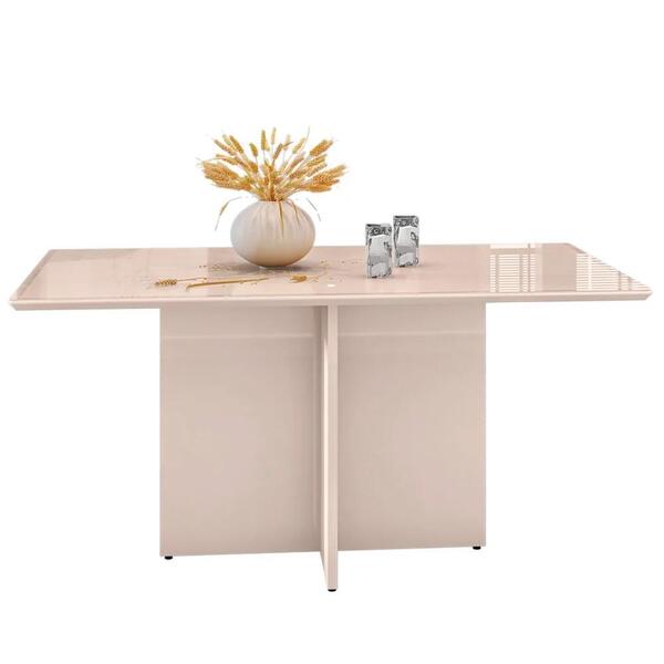 Mesa Sala De Jantar 160 Cmtampo Com Vidro Lisboa C14 Off Whit