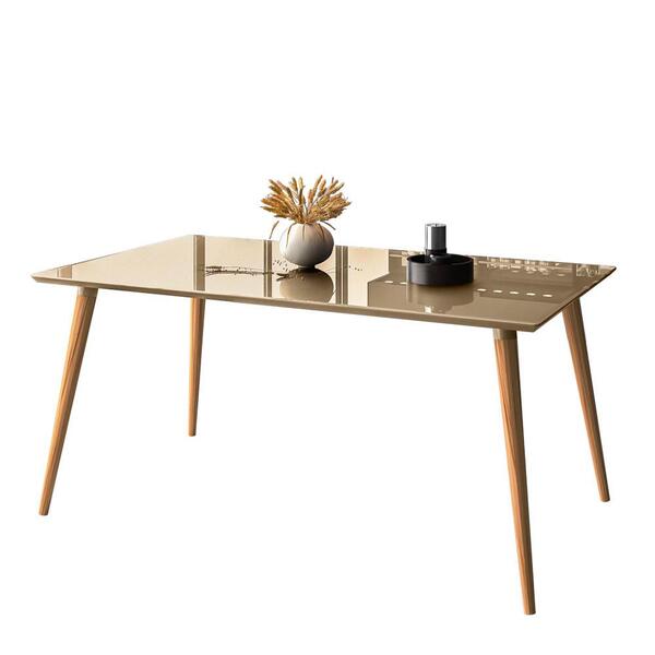 Mesa Sala De Jantar 160cm Tampo Sem Vidro Veneza C14 Champagn