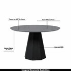 Mesa Sala De Jantar 4 Lugares 120cm Tampo Com Vidro Redondo T