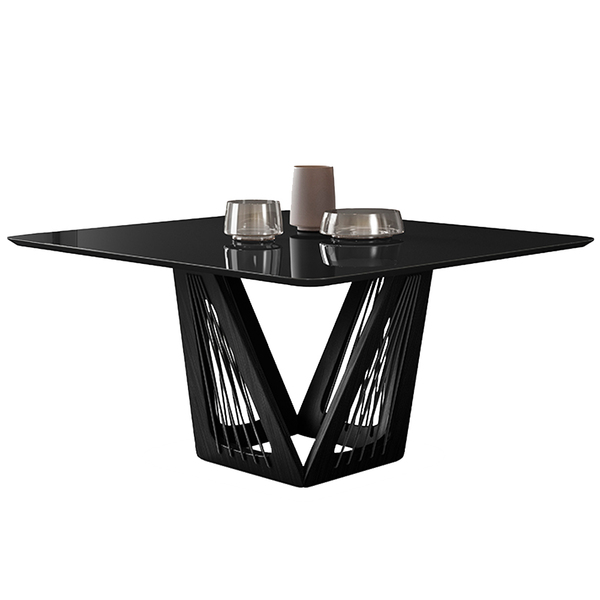 Mesa Sala De Jantar 4 Lugares 150cm Tampo Quadrado De Vidro G