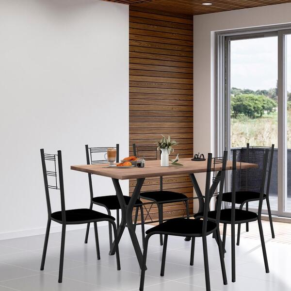 Mesa Sala De Jantar 6 Cadeiras Preto Sandy Shop Jm