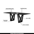 Mesa Sala De Jantar 6 Lugares 180cm Tampo De Vidro Giaguaro P