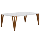 Mesa Sala De Jantar 6 Lugares 200cm Tampo Com Vidro Nepal - B