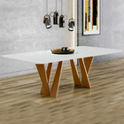 Mesa Sala De Jantar 8 Lugares 250cm Tampo Com Vidro Shuri Bra