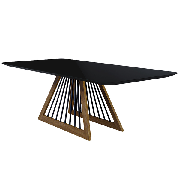 Mesa Sala De Jantar 8 Lugares 250cm Tampo De Vidro Sunce Pret