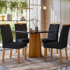 Mesa Sala De Jantar 90cm Tampo Mdf/vidro Moderno Ype/preto